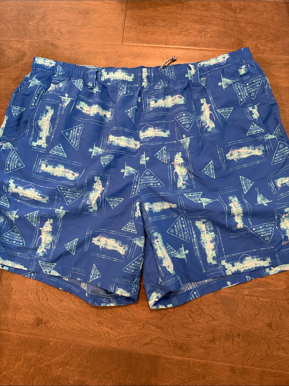 Columbia Blue Graphic Swim Trunks